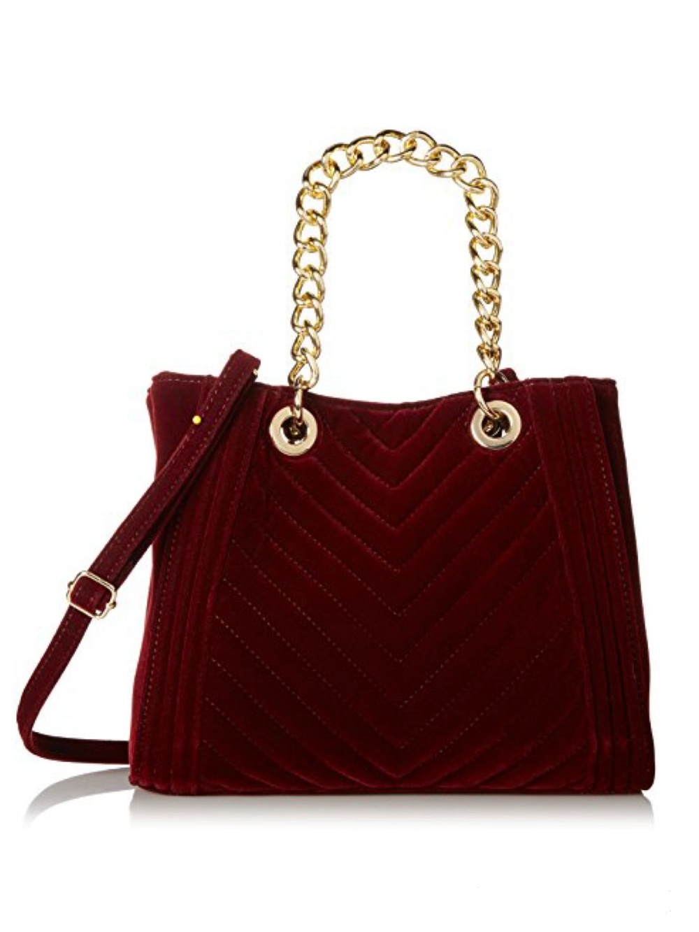 ALDO Burgundy Velvet Chain Handle Bag